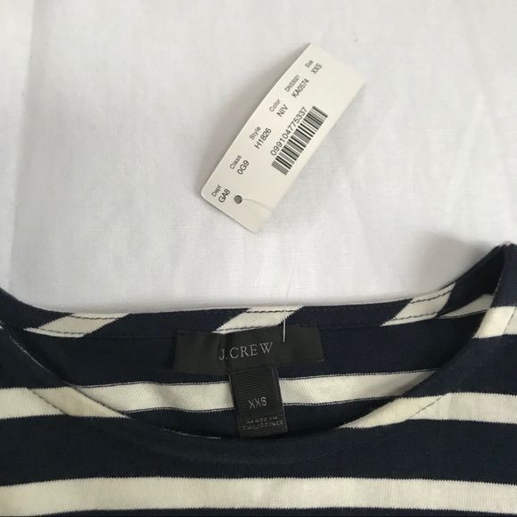 J. Crew Wrap Crewneck Top Navy White XXS - Picture 3 of 10